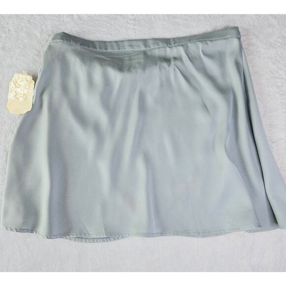 New Altar'd State Satin Wrap Mini Skirt Size Large Feminine Soft Blue Pastel - Picture 4 of 10